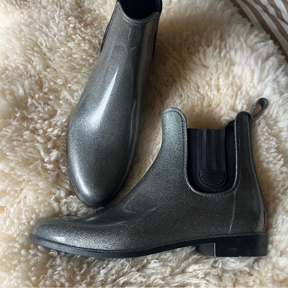 Silver Ankle Rain Boots